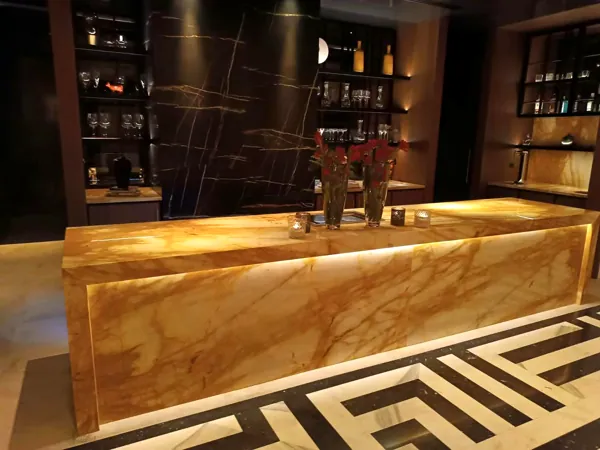 Backlit onyx bar