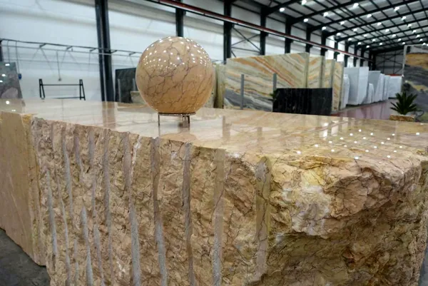 Stone spheres, planters and benches