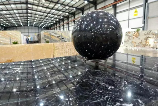 Stone spheres, planters and benches