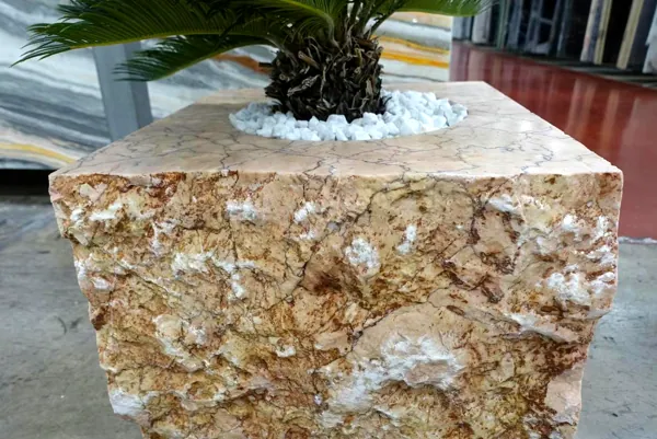 Tables, stools and planters from raw blocks